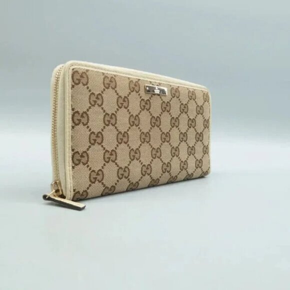 100% Authentic GUCCI Brown GG Cloth Wallet 323-091824 - Picture 3 of 12